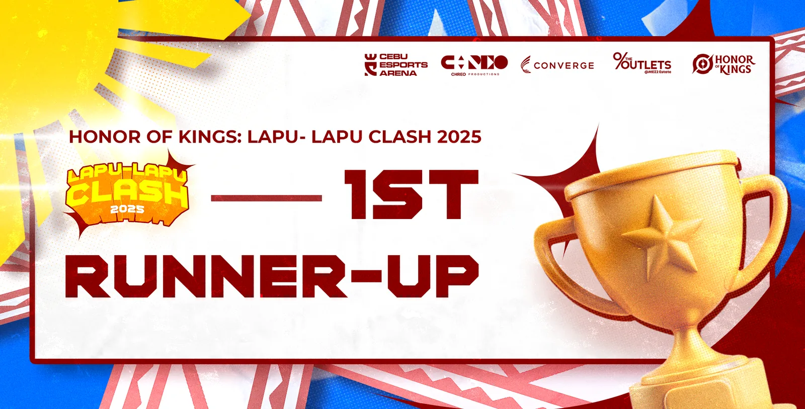 First runner-up placard with a gold trophy