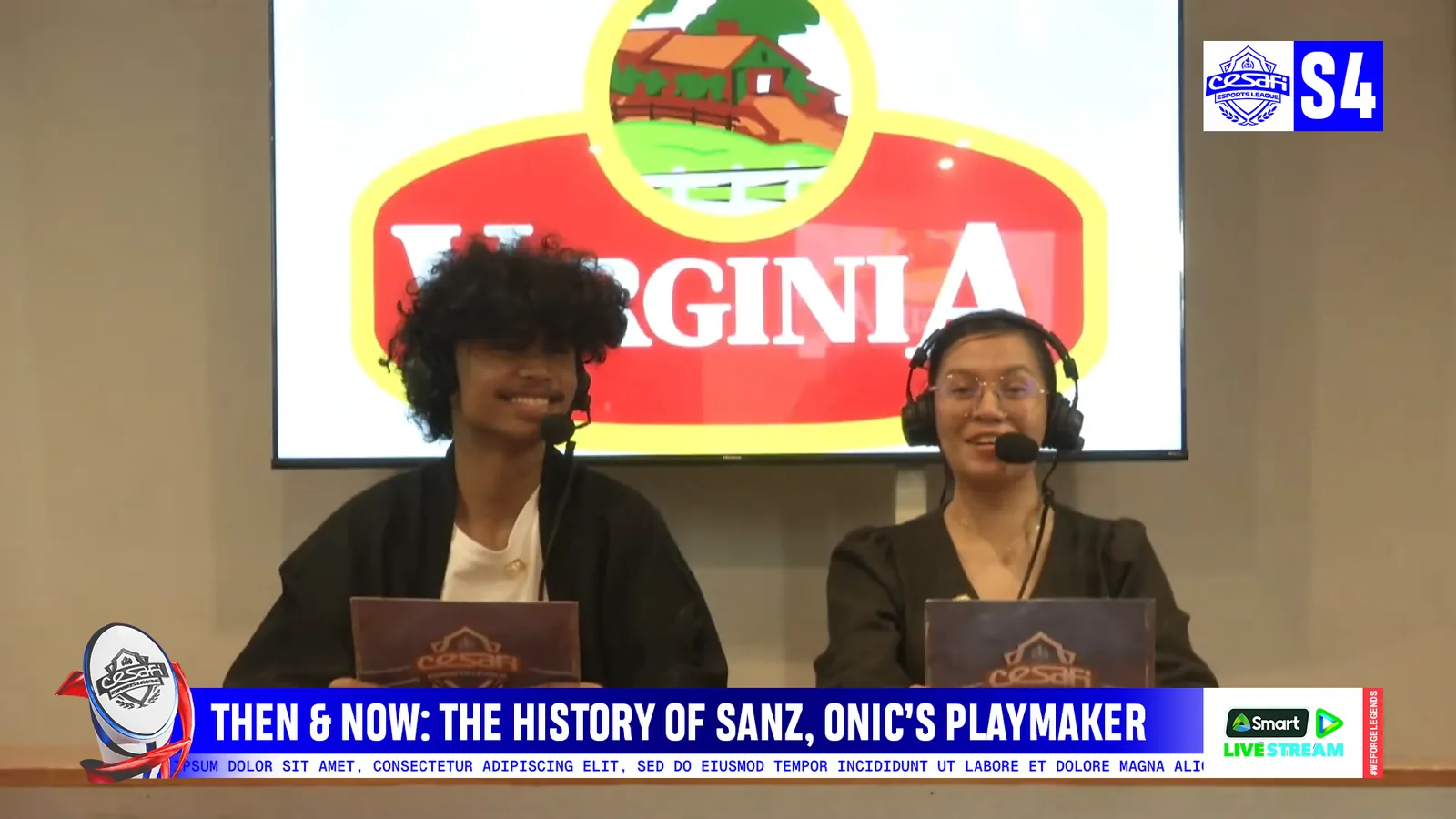 Ticker overlay over the caster desk