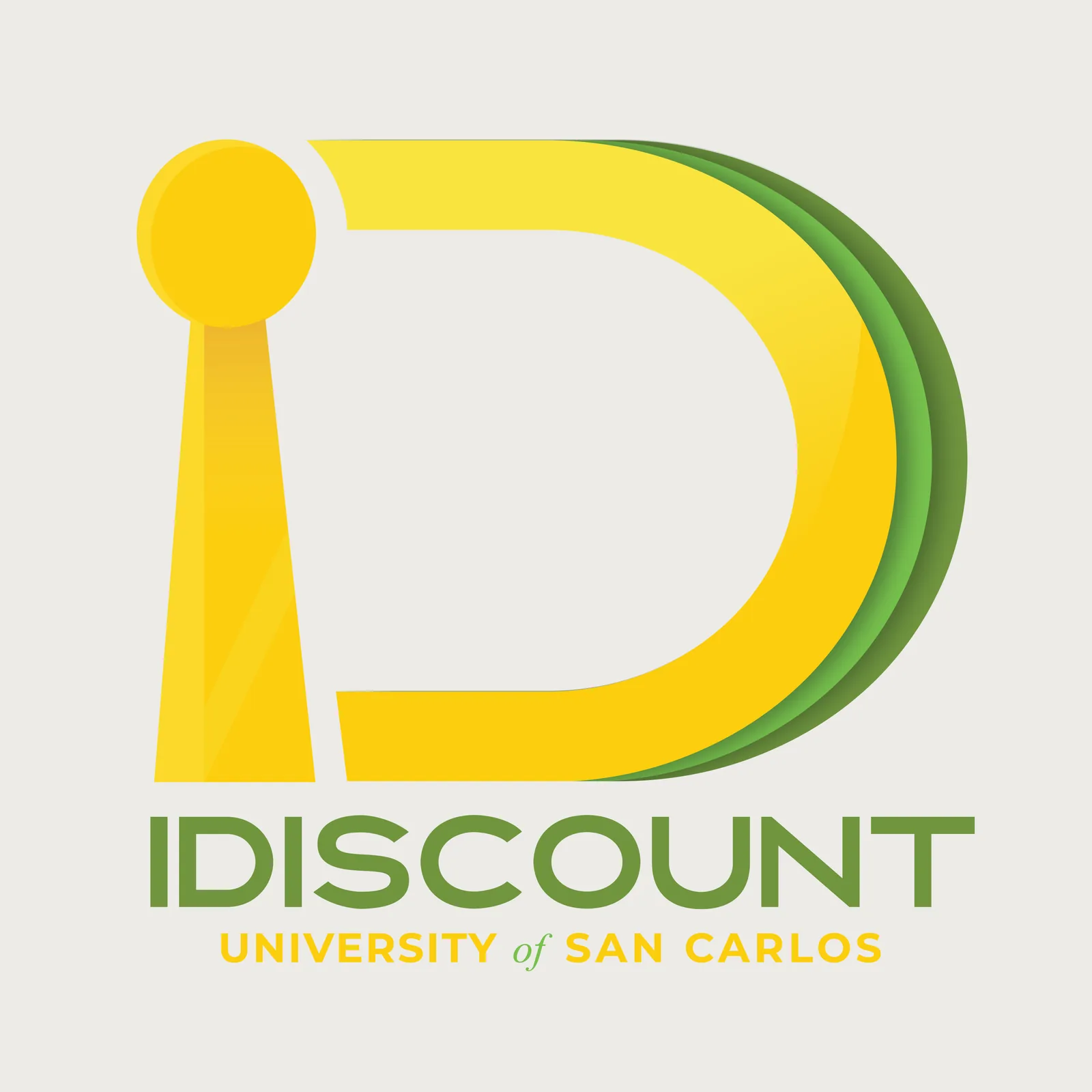 The 2023 iDiscount keyhole logo in yellow and green